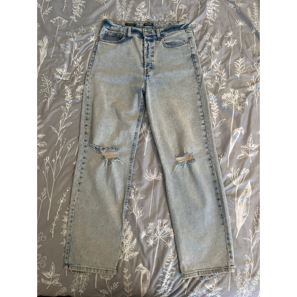 Women's Wild Fable Highest Rise 90s Straight Leg Light Blue Distressed Jeans - Picture 3 of 7
